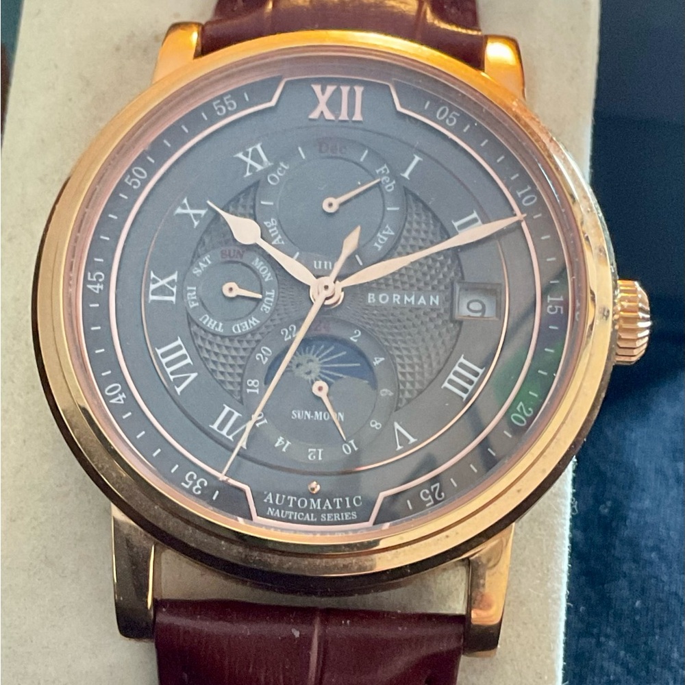 Euc Borman Multifunction Automatic Moon Phase Wat… - image 1